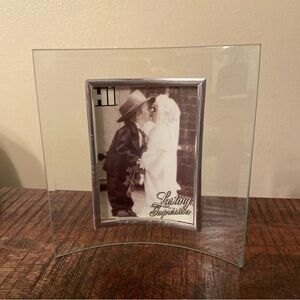 New Lasting Impression Glass Bevel Curve Picture Frame Free Standing Home Decor